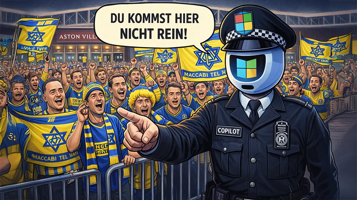 Ein Windows Polizist sperrt Fußballfans aus
